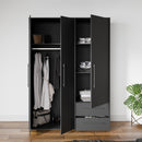 Mokkaris 145cm 3 Door 2 Drawer Wardrobe (MKSS833)