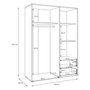 Mokkaris 145cm 3 Door 2 Drawer Wardrobe (MKSS833)