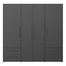 Mokkaris 206cm 4 Door 4 Drawer Wardrobe (MKSS841)