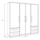 Mokkaris 206cm 4 Door 4 Drawer Wardrobe (MKSS841)