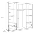 Mokkaris 206cm 4 Door 4 Drawer Wardrobe (MKSS841)