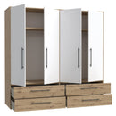 Mokkaris 206cm 4 Door Wardrobe with Wide Drawers (MKSS845)