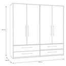 Mokkaris 206cm 4 Door Wardrobe with Wide Drawers (MKSS845)