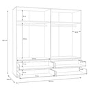 Mokkaris 206cm 4 Door Wardrobe with Wide Drawers (MKSS845)