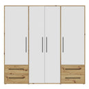 Mokkaris 206cm 4 Door Wardrobe with 3 Hanging Rails (MKSS846)