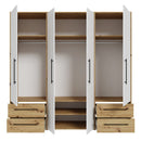 Mokkaris 206cm 4 Door Wardrobe with 3 Hanging Rails (MKSS846)