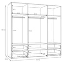 Mokkaris 206cm 4 Door Wardrobe with 3 Hanging Rails (MKSS846)