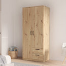 Niko 82cm 2 Door Wardrobe with Drawers (NIKS81)