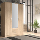 Niko 123cm 3 Door Mirrored Wardrobe with Drawers (NIKS82)