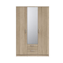 Niko 123cm 3 Door Mirrored Wardrobe with Drawers (NIKS82)