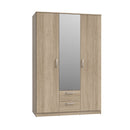 Niko 123cm 3 Door Mirrored Wardrobe with Drawers (NIKS82)