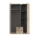 Niko 123cm 3 Door Mirrored Wardrobe with Drawers (NIKS82)