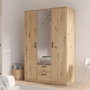 Niko 123cm 3 Door Mirrored Wardrobe with Drawers (NIKS82)