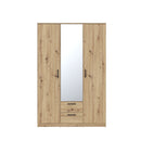 Niko 123cm 3 Door Mirrored Wardrobe with Drawers (NIKS82)