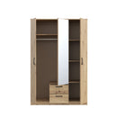 Niko 123cm 3 Door Mirrored Wardrobe with Drawers (NIKS82)
