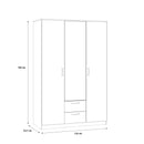 Niko 123cm 3 Door Mirrored Wardrobe with Drawers (NIKS82)