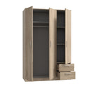 Niko 123cm 3 Door Wardrobe with Drawers (NIKS84)