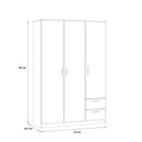 Niko 123cm 3 Door Wardrobe with Drawers (NIKS84)