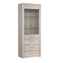 Portland Left/Right Display Cabinet with 1 Door and 3 Drawers