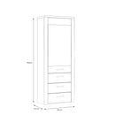 Portland Left/Right Display Cabinet with 1 Door and 3 Drawers