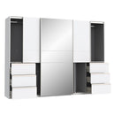 Winn II Sliding Mirrored Door Wardrobe with Drawers 270cm