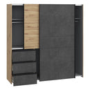 Winn II Sliding Door Wardrobe with Drawers 200cm