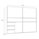 Winn II Sliding Mirrored Door Wardrobe with Drawers 250cm