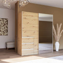 Winn II Sliding Mirrored Door Wardrobe with Drawers 170cm