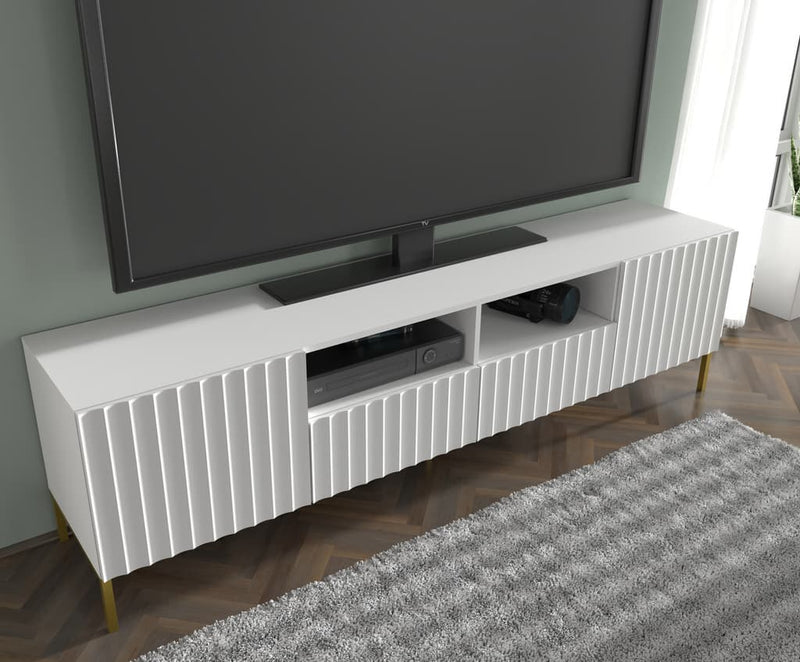 Wave TV Cabinet 200cm [White] - Lifestyle Image 