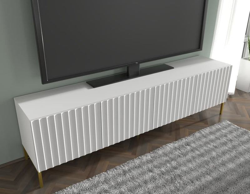 Wave TV Cabinet 200cm [White] - Lifestyle Image  2