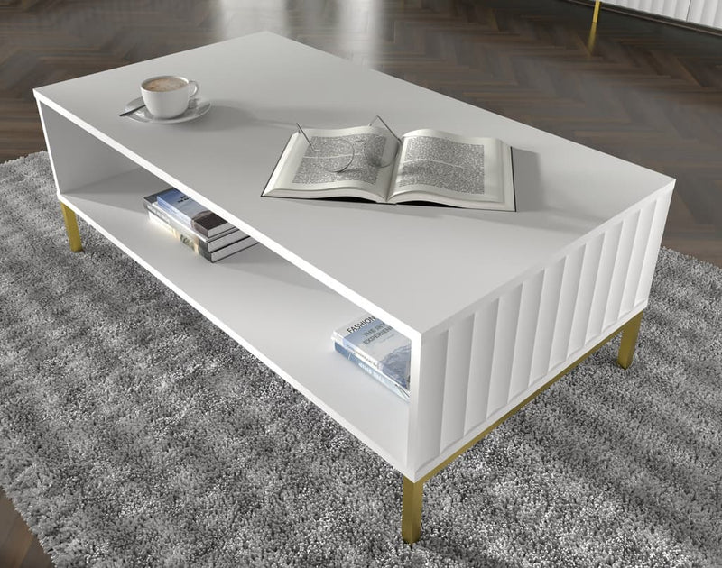 Wave Coffee Table 90cm [White] - Lifestyle Image