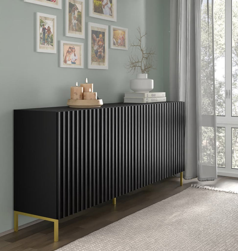 Wave Large Sideboard Cabinet 200cm [Black] - Lifestyle Image 