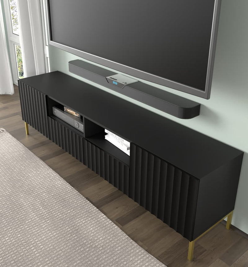 Wave TV Cabinet 200cm [Black] - Lifestyle Image  2