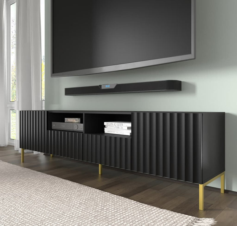 Wave TV Cabinet 200cm [Black] - Lifestyle Image 