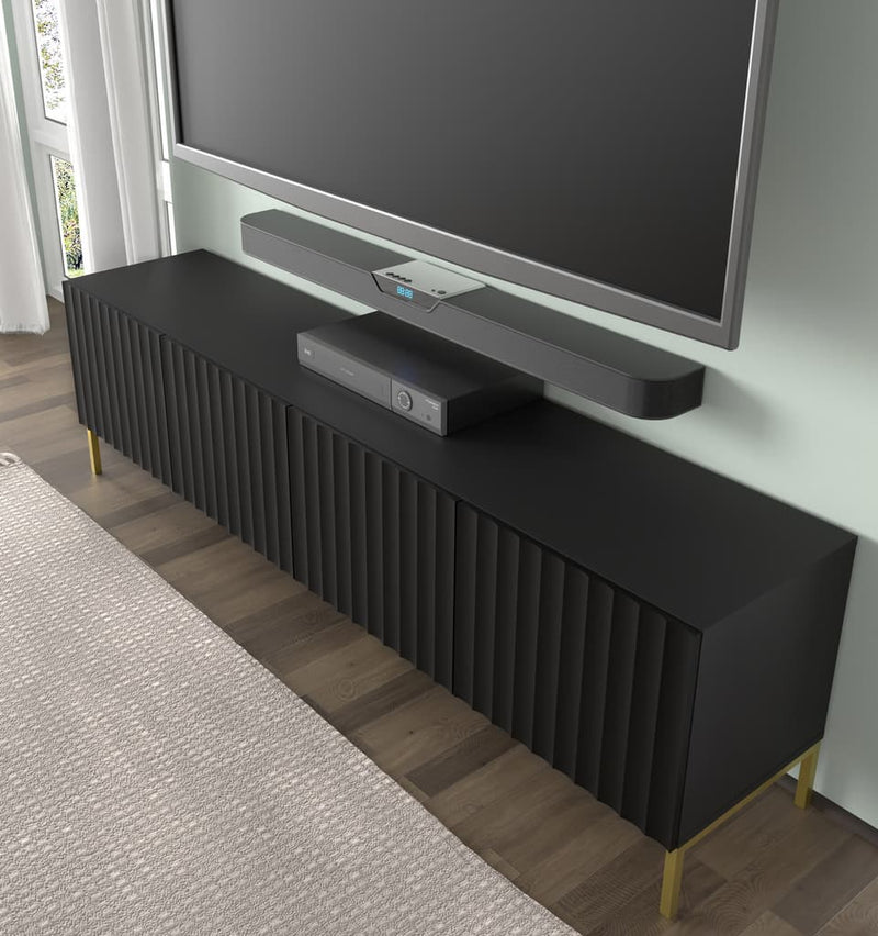 Wave TV Cabinet 200cm [Black] - Lifestyle Image
