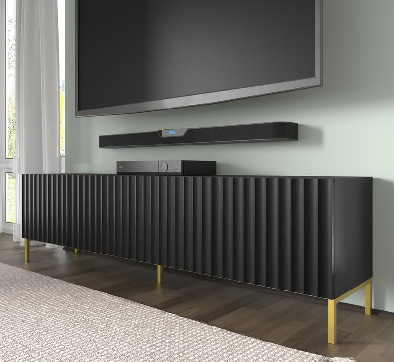 Wave TV Cabinet 200cm [Black] - Lifestyle Image 2