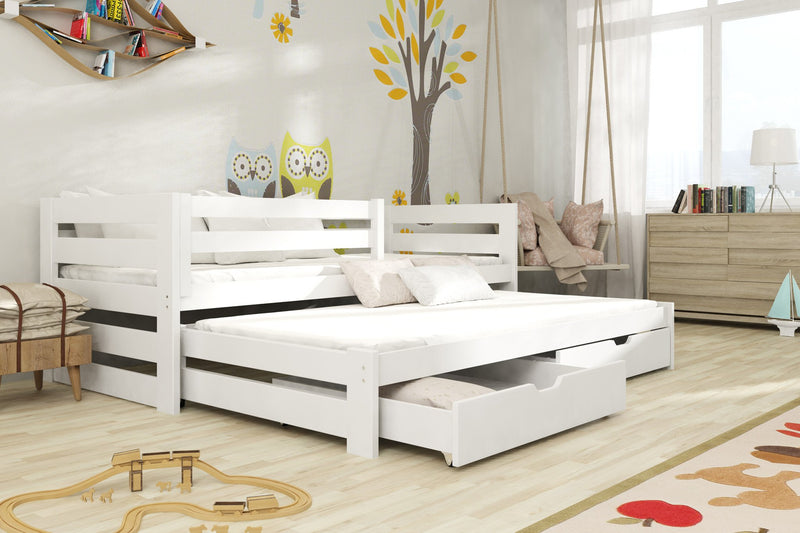 Wooden Double Bed Kubus with Trundle and Storage