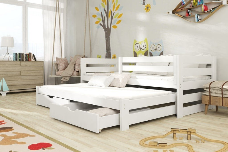 Wooden Double Bed Kubus with Trundle and Storage