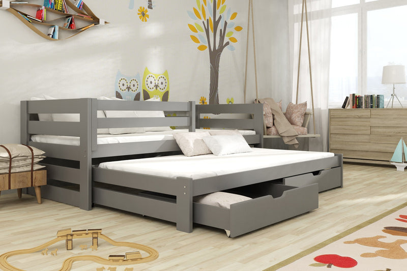 Wooden Double Bed Kubus with Trundle and Storage