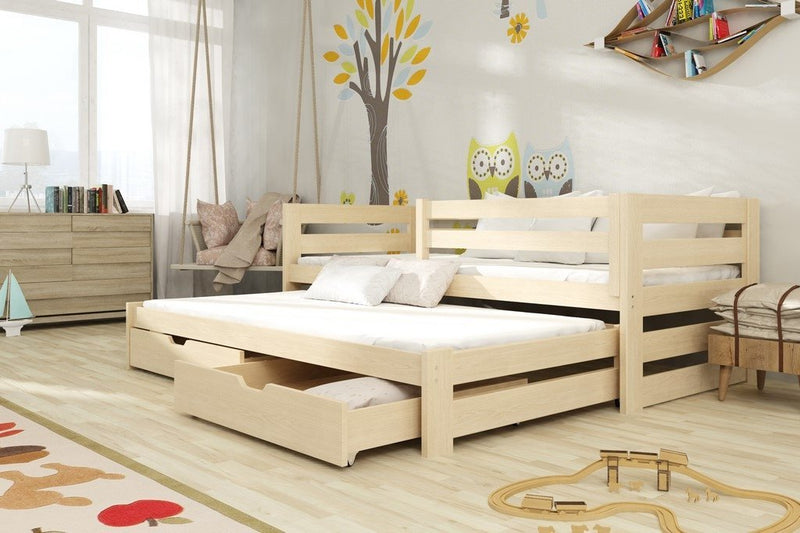 Wooden Double Bed Kubus with Trundle and Storage