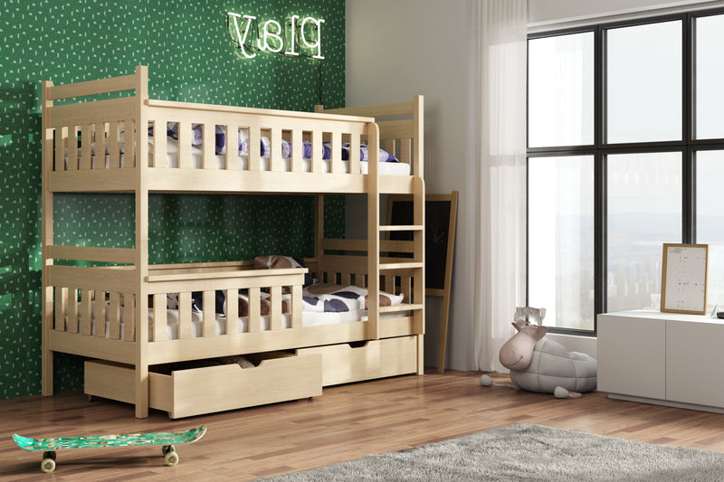 Wooden Bunk Bed Tezo with Storage