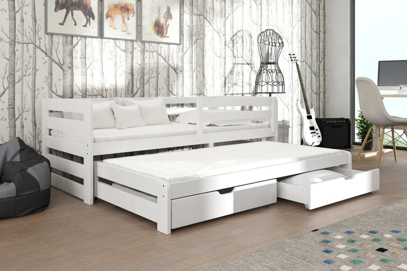 Wooden Double Bed Senso with Trundle and Storage