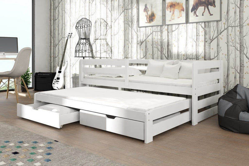 Wooden Double Bed Senso with Trundle and Storage