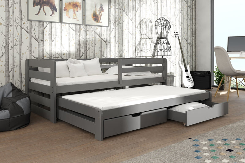 Wooden Double Bed Senso with Trundle and Storage