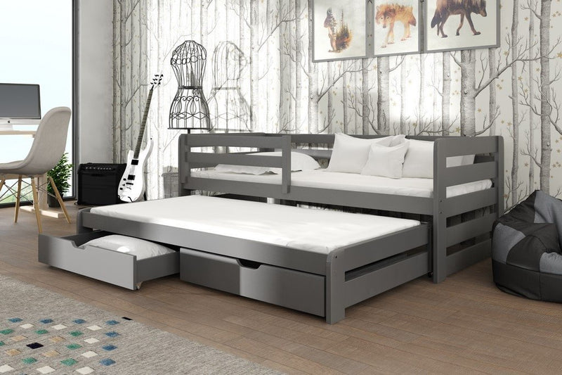 Wooden Double Bed Senso with Trundle and Storage