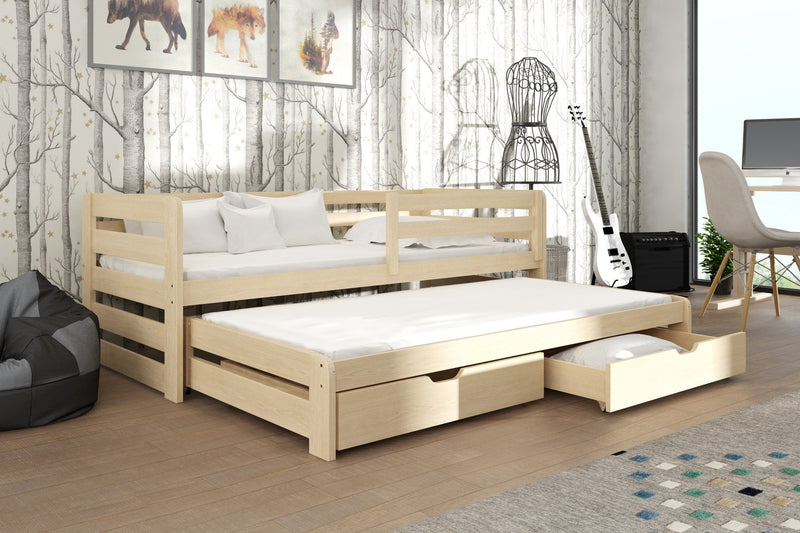 Wooden Double Bed Senso with Trundle and Storage