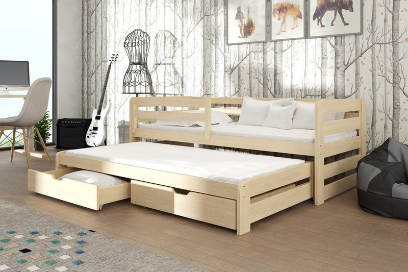 Wooden Double Bed Senso with Trundle and Storage