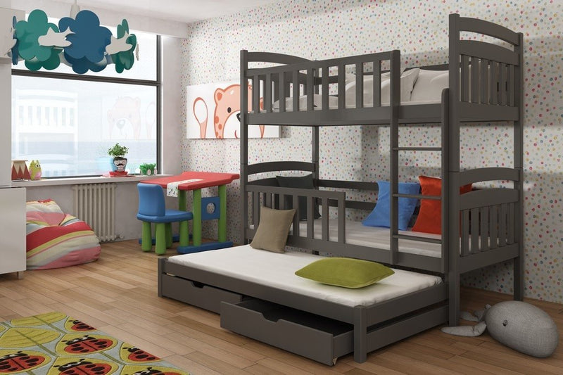Wooden Bunk Bed Viki with Trundle and Storage