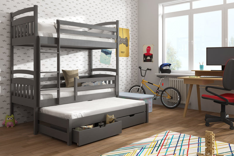 Wooden Bunk Bed Alan with Trundle and Storage