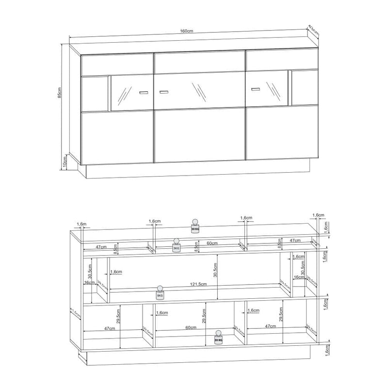 Denira 84 Display Sideboard Cabinet
